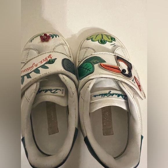 Gabbana Girls White/ Green  Portofino Leather Sneakers Sz 22, US 6.5 - Picture 5 of 13
